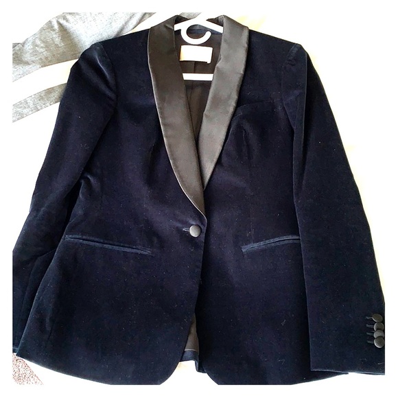 womens navy velvet suit